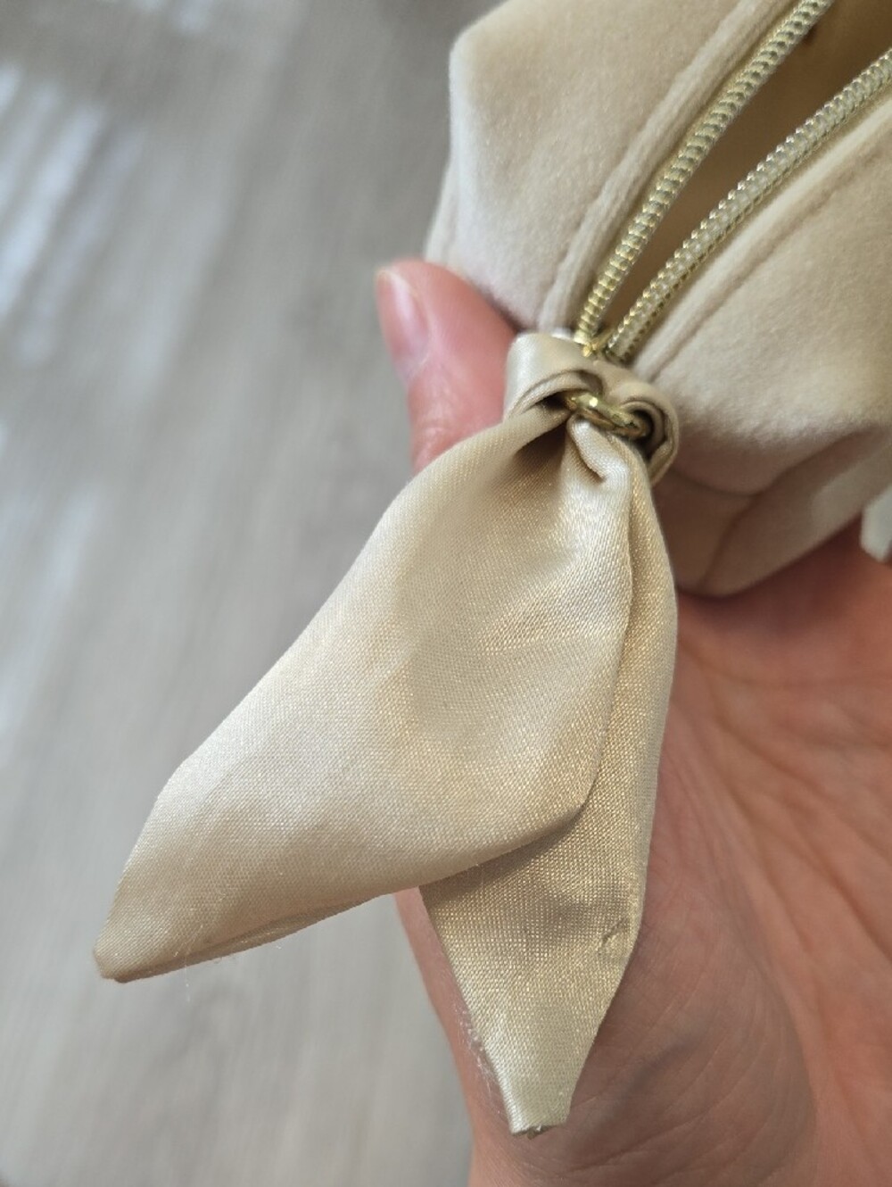 Beige Satin Wristlet Pouch - Picture 3 of 5